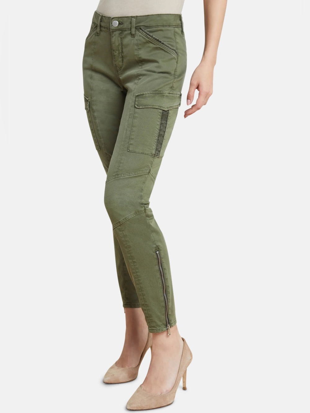 L’AGENCE Women’s 27 Patton Cargo Skinny Pant Brigade Zipper Ankle Olive Luxury